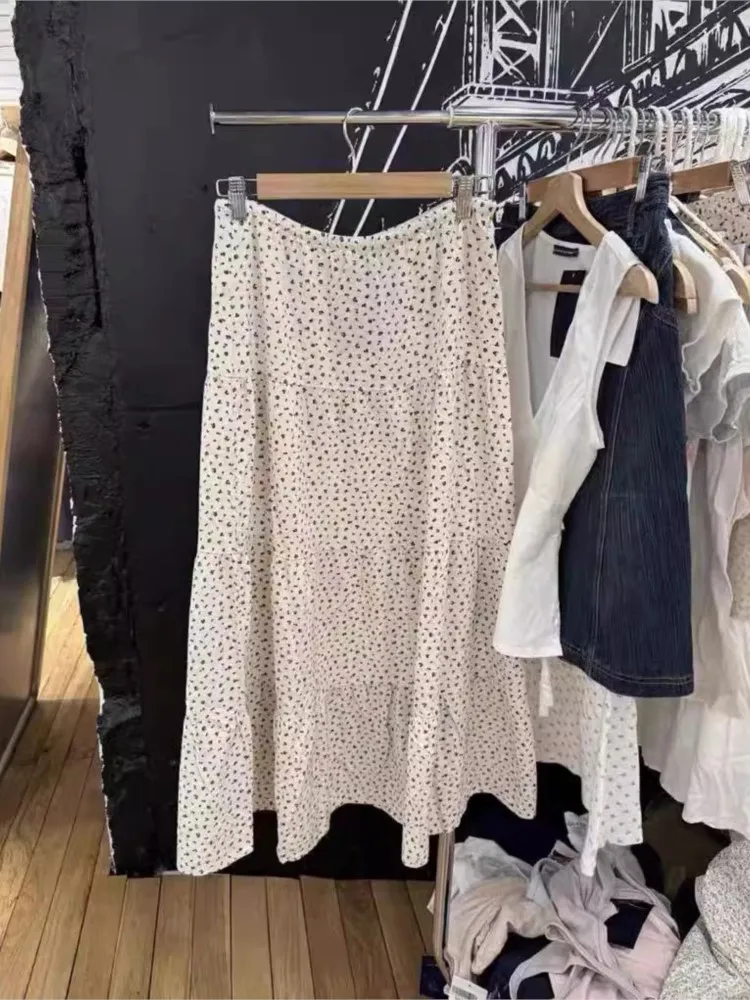 

Шикарная милая длинная юбка с завязками на шнурке, новинка 2024, летняя юбка-тортик с цветочным принтом, модная универсальная свободная женская юбка трапециевидной формы с высокой талией