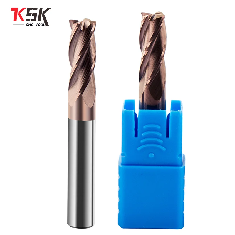 HRC52 Carbide end mill 1 2 4 5 6 mm 4 Flutes Solid Corner Round End Mills ALTiN Coated CNC Milling Cutter Bits for Metal Cutting