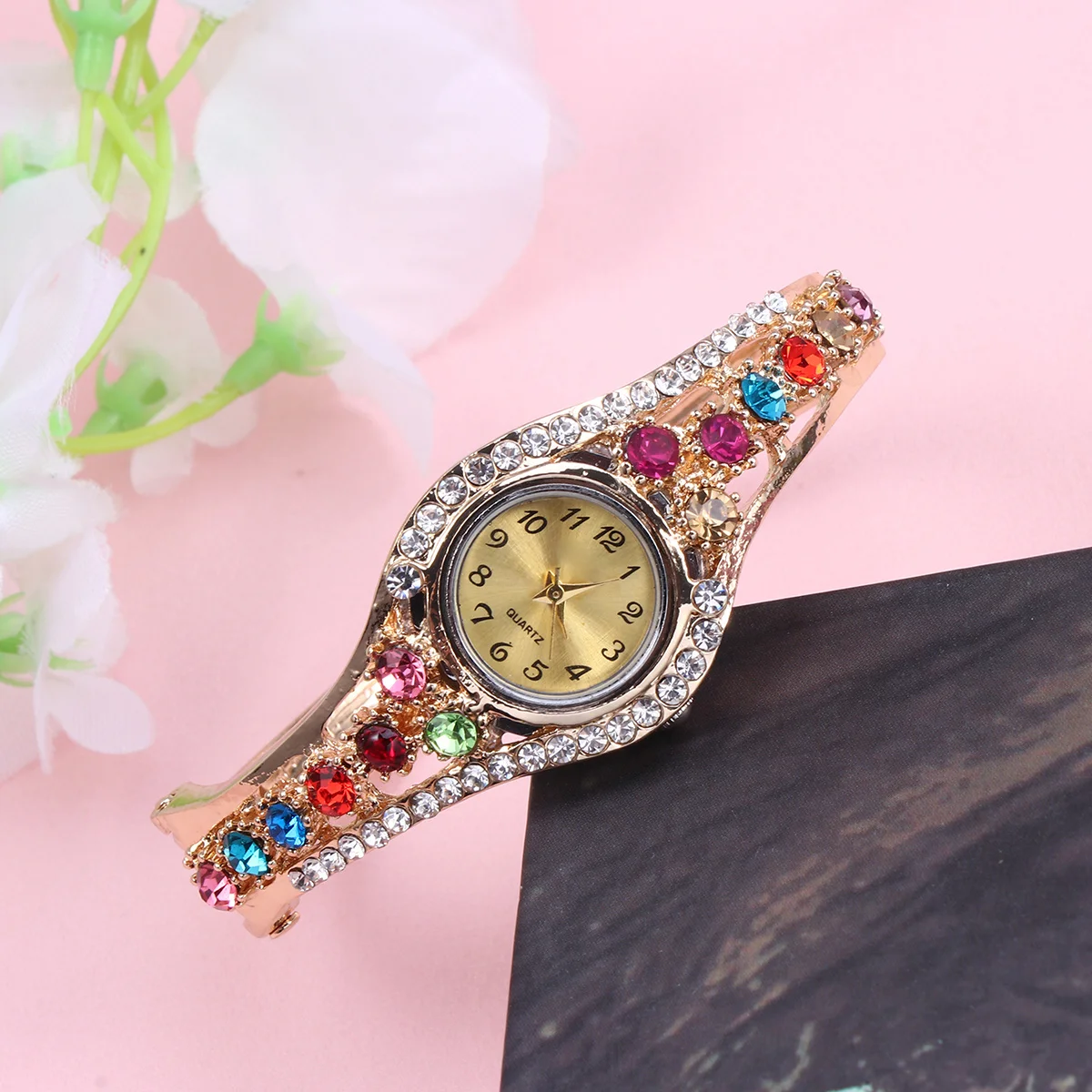 

Luxury Fashion Diamond Quartz Watch Colorful Bracelet Watch for Women Stylish Gift for Christmas Valentine's Day Birthday