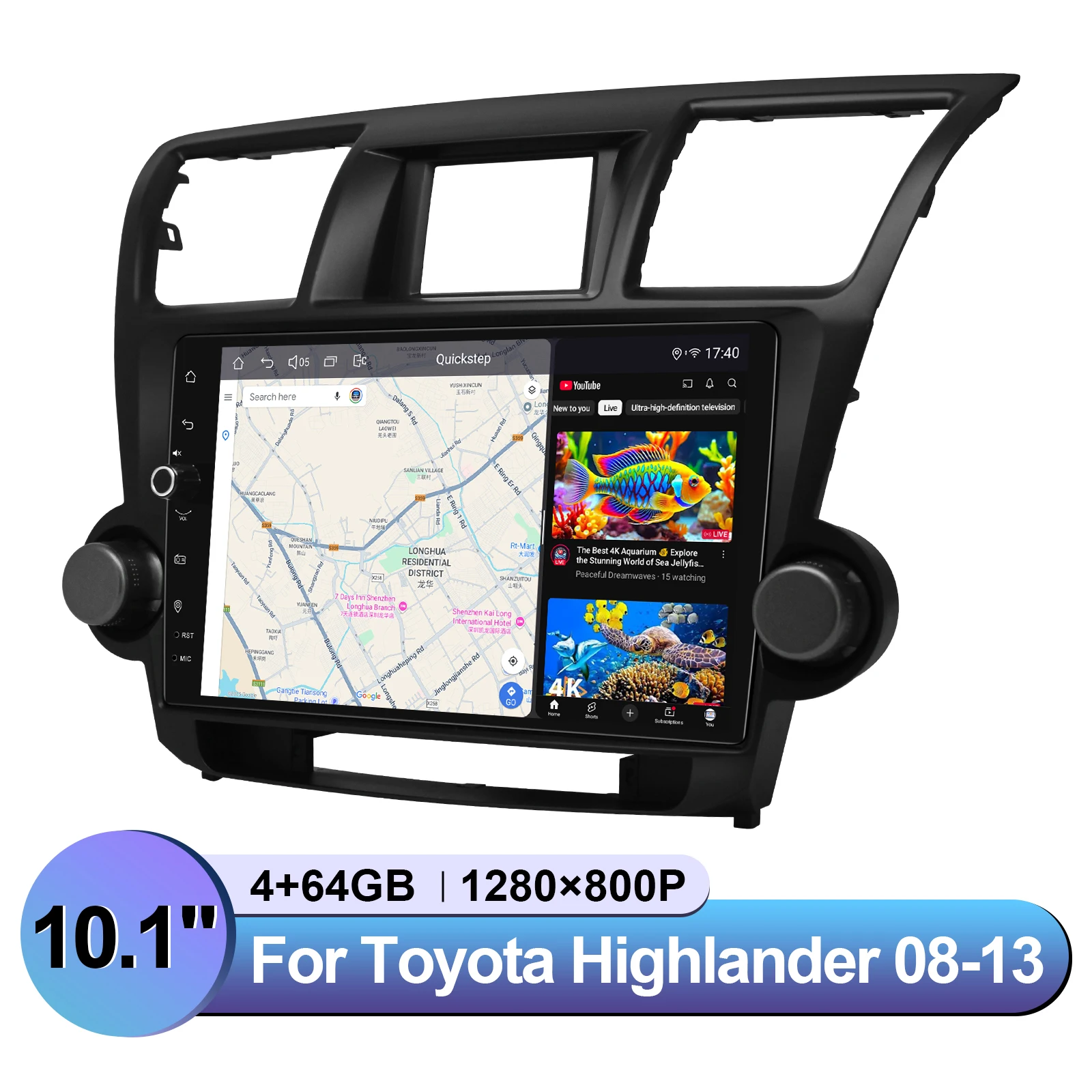 

Joying 10.1 inch CarPlay Android Auto Car Radio Stereo Head Unit For Toyota Highlander 2008-2013 Multimedia Player Plug and Play