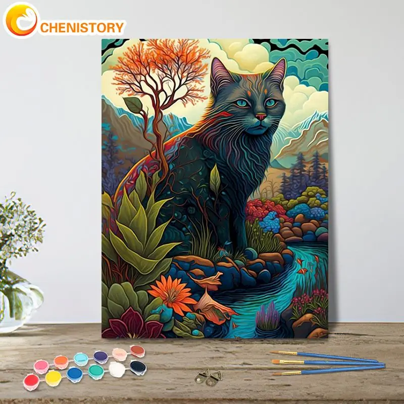 

CHENISTORY Painting By Number CatDrawing On Canvas HandPainted Painting Art Gift DIY Pictures By Number Animal Kits Home Decor