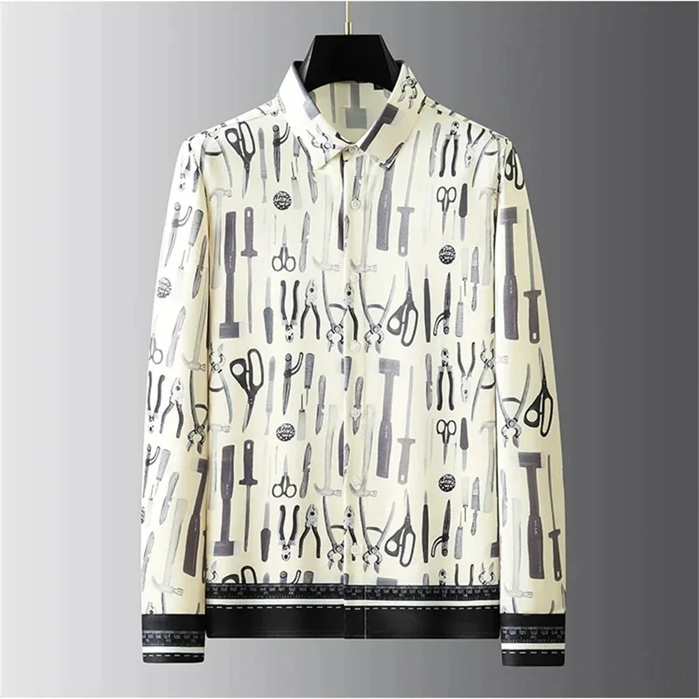 

Luxury-style Korean exquisite checked business casual men's long-sleeved shirt, autumn style, of high quality and comfortable to