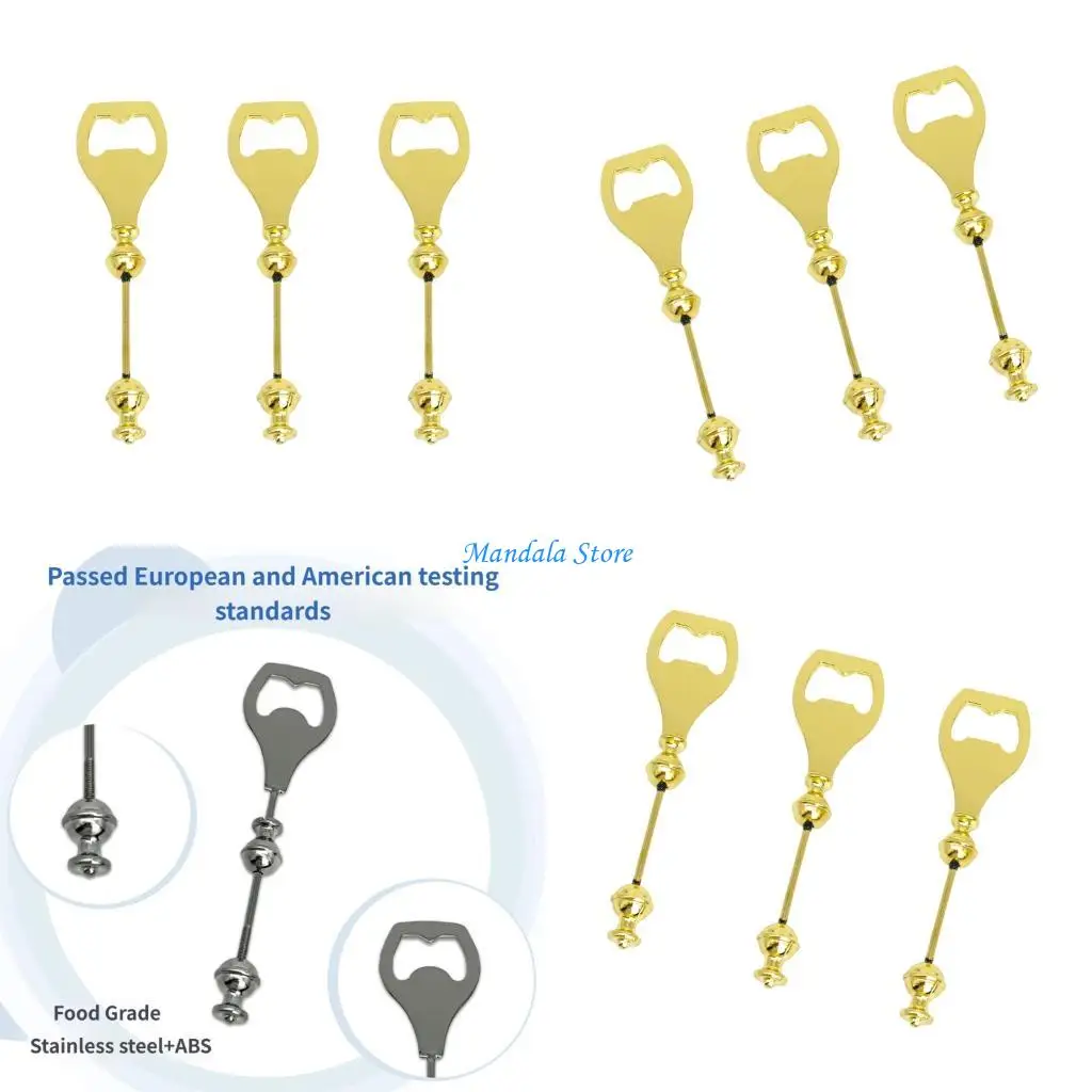 U2JC 3Pcs DIY Decorative Beaded Stainless Steel Beer Opener Bendable Bottle Opener for Outdoor Activity and Family Gatherings