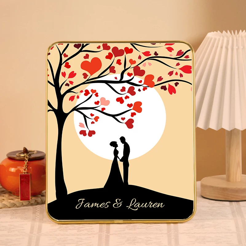 

Romantic Wedding Personalized Husband Wife Name Print Ornaments With Frame Poster For Bedroom Decor Lover Painting Gift