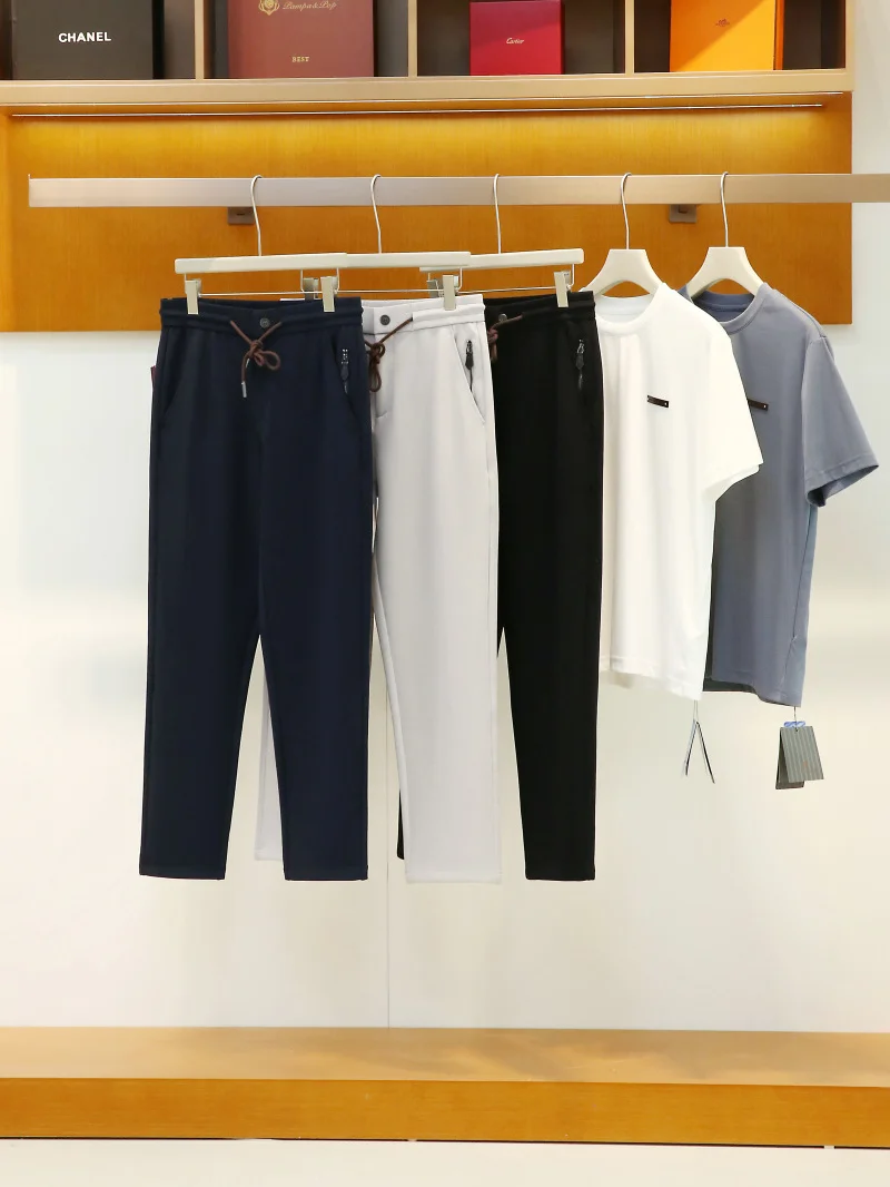 

8K Luxury Men's Casual Pants Qui Dry Wool Material Soft Breathable Versatile Spring Summer High End Comfortable Leisure Tro...