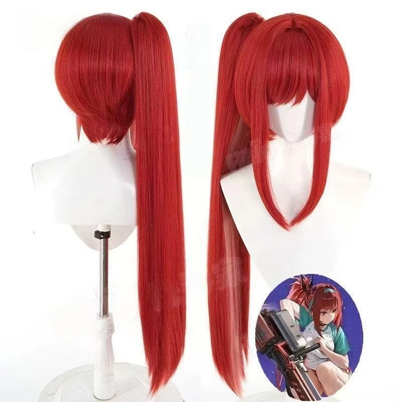 

Game NIKKE The Goddess of Victory Rapi Cosplay wig Burgundy mixed orange 85CM long synthetic Wig with Rose net
