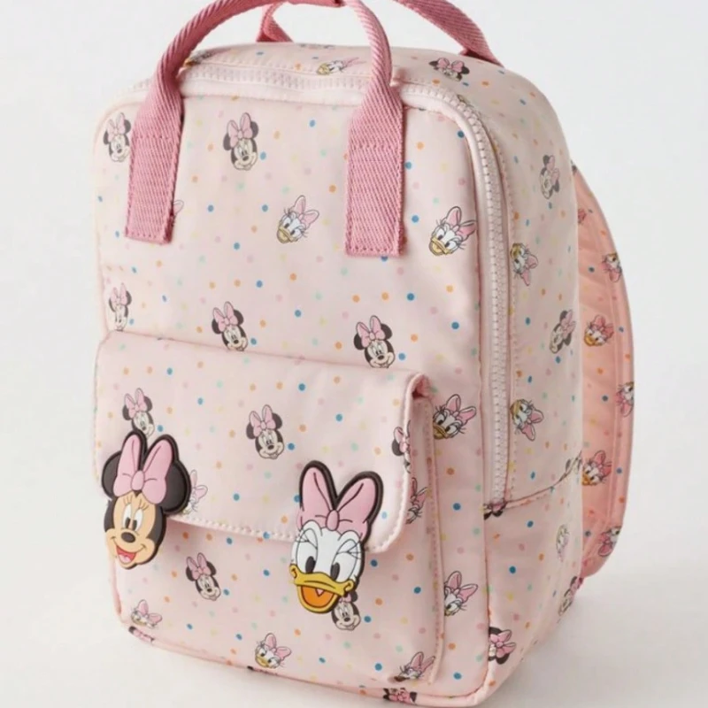 

MINISO New Mickey Mouse Cartoon Fashion Backpack Women's Minnie Canvas School Bag Large Capacity Backpack Girls Mochila