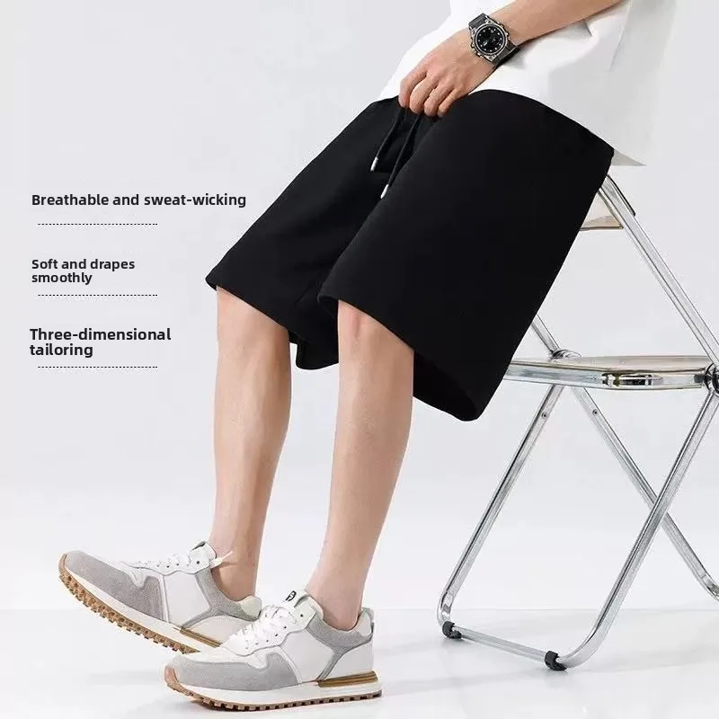 

Heavyweight Breathable Sports Shorts for Men Casual Loose Fit Five-Quarter Length Trendy Cotton Blend Youth Spring Summer