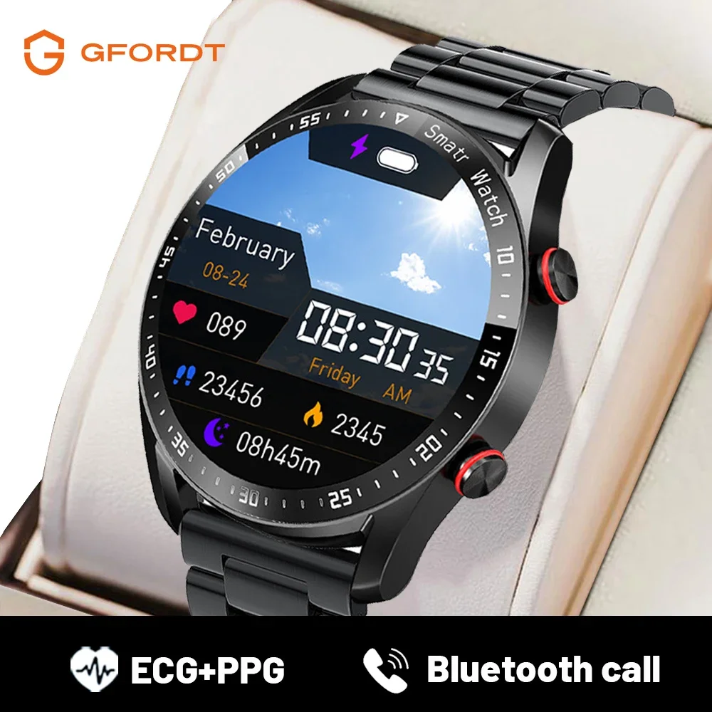 

Смарт-часы GFORDT мужские с поддержкой Bluetooth и Пульсометром