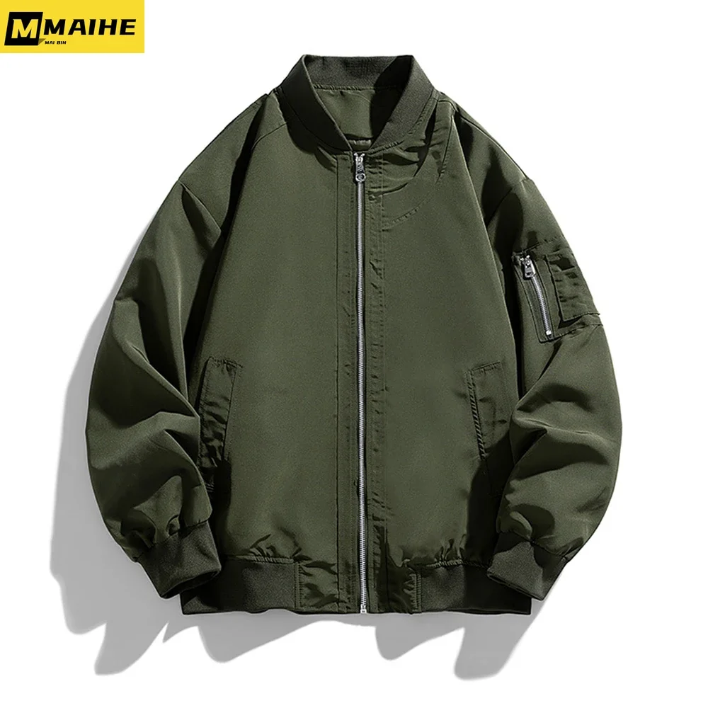 

Cargo Jacket Men's Retro Army Green MA1 MA-1 Jacket Men's Lightweight Fall Street Men's Clothing Thin Baseball Coat 2023