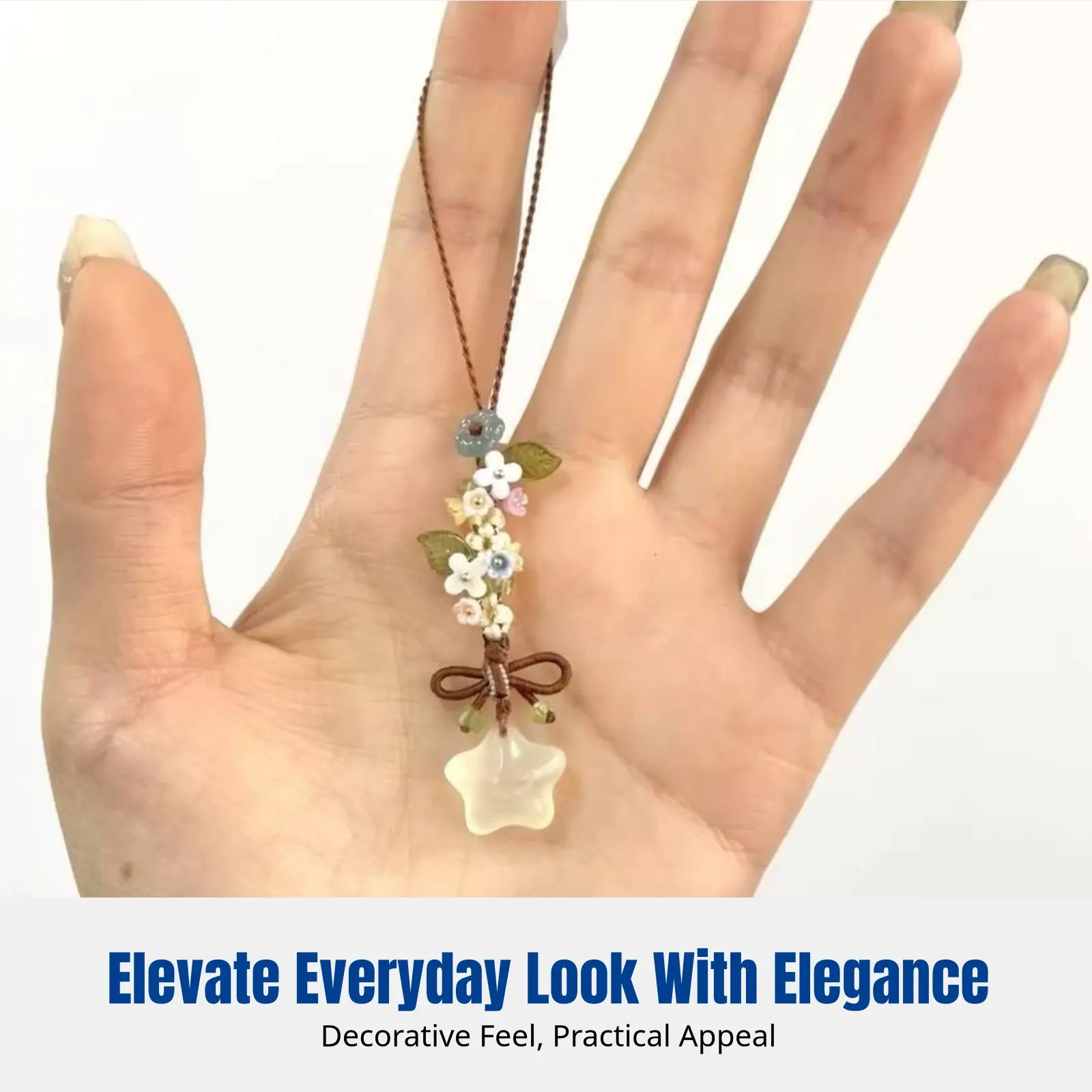Cadena para teléfono, Flor Celestial Iceclear, Cordón trenzado con lazo, Nuevo estilo chino, Accesorio bonito