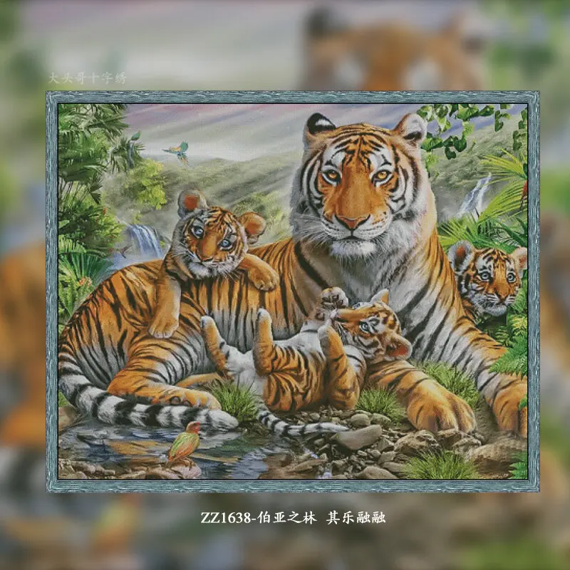 [ZZ1638-Boya's Forest, It's Happy] Stamped Cross Stitch Kit 14CT 16CT, Cotton Embroidery Threads, DIY Needlework