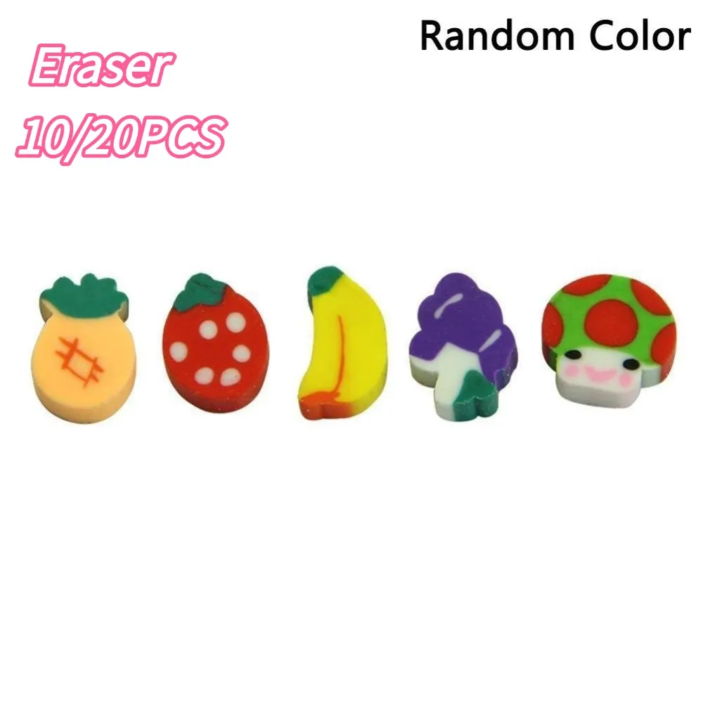

10/20Pcs Cute Cartoon Shaped Eraser Mini Fruit Eraser Creative Stationery Supplies