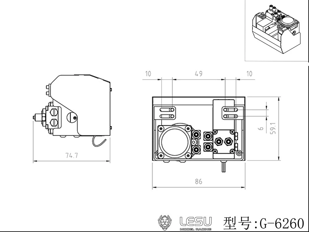 LESU für 1/14 LKW-Modell Simulations-LKW-Werkzeugkasten G-6260 Hydraulikpumpen-Umkehrventil-Set Zubehör – Detail 1