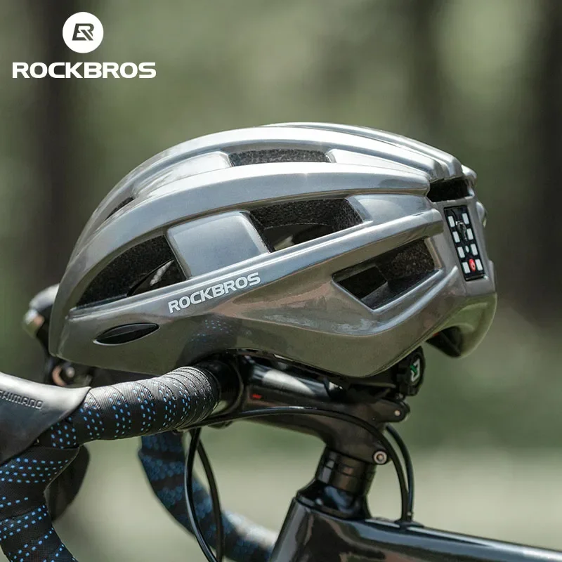 ROCKBROS Bike Helmet With Rear Light MTB Road USB Warning Cycling Helmet EPS PC Intergrally molded Safety Bicycle Light Helmet