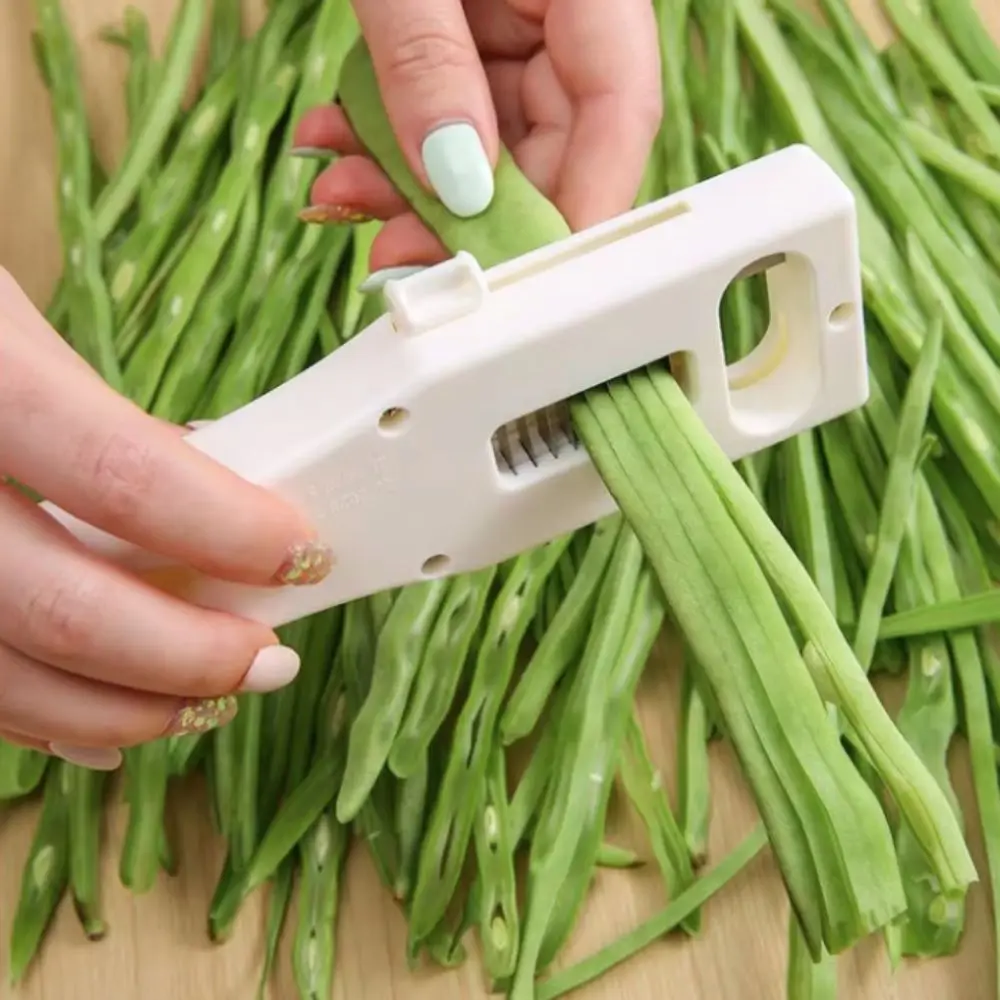 Convenient Manual String Bean Slicer Adjustable Sharp Snow Peas Cutter Effort-saving White Scallion Slicer Kitchen