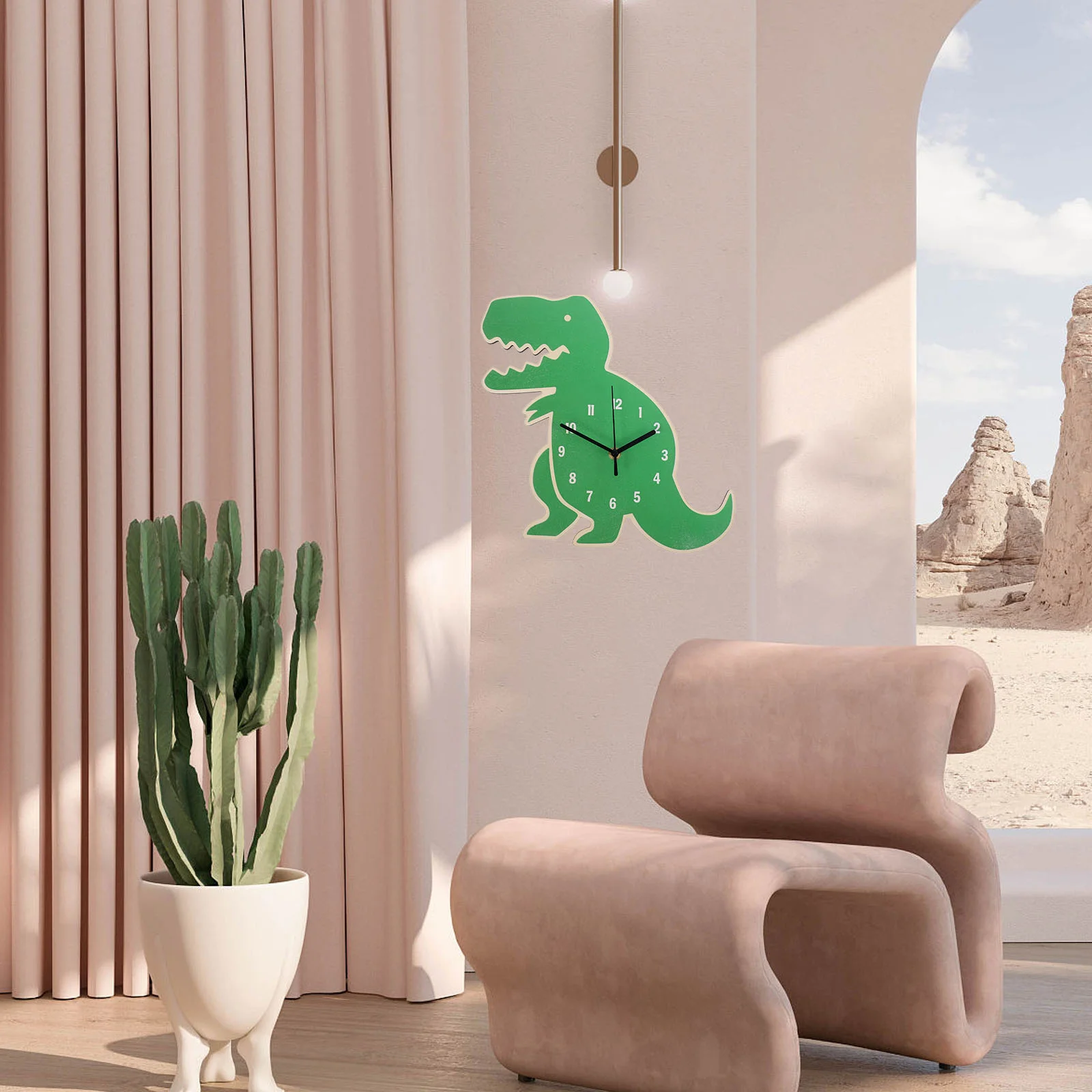 

Dinosaur Clock Mechanical Dorm Alarm Cartoon Healthy Wall Basswood Decorative Table Household Desk