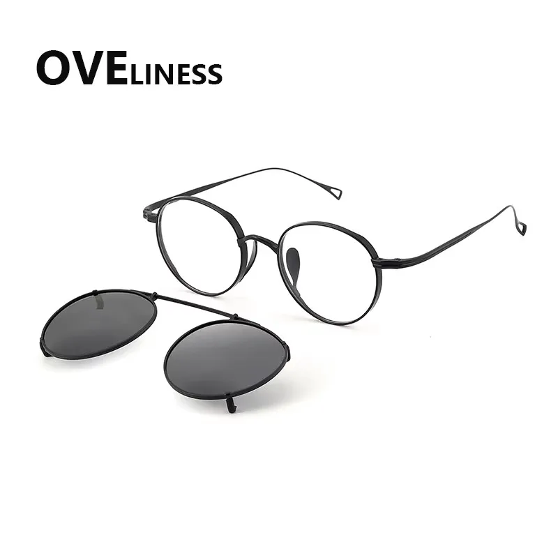 

Оправа для очков из чистого титана, мужская модная дизайнерская оправа для очков класса люкс, женская ретро-оправа круглой формы, ультралегкая оправа