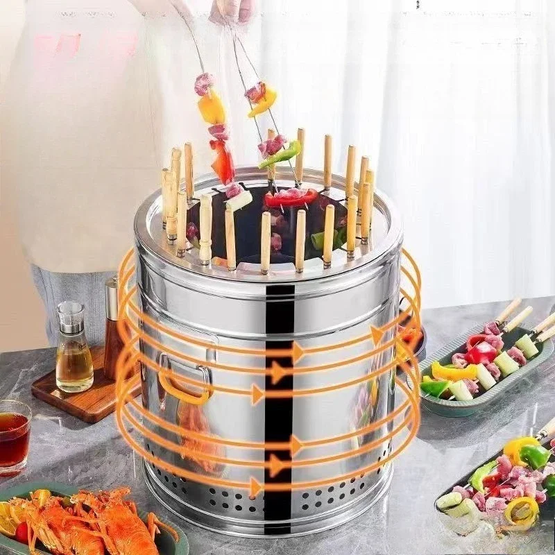 

Smokeless barbecue grill, home barbecue, courtyard barbecue, stainless steel outdoor indoor hanging grill