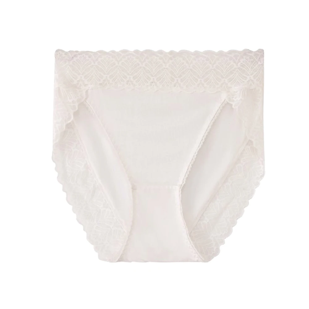 

CISULI Silk Panties Women Lace Panty 100% Pure Mulberry Silk Fabric Breathable Anti-allergy Cool In Summer White Color