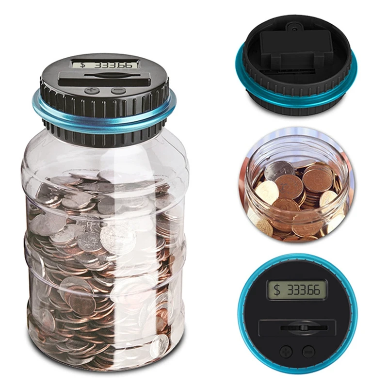 FULL-Electronic Digital Coin Counter Automatic Money Counting Jar Saving Piggy Bank