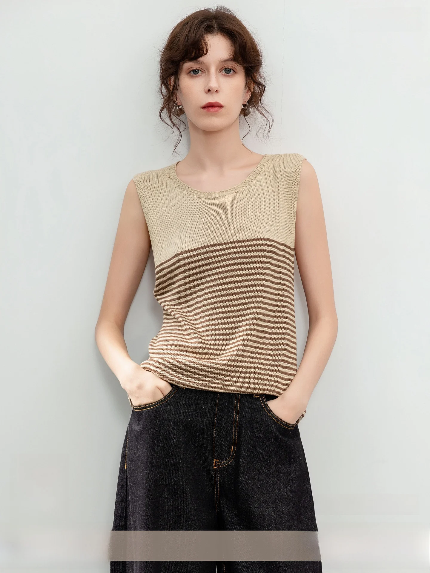 

Женский летний топ Demaña в стиле ретро с полосками, из вискозного волокна, простой, повседневный, с круглым вырезом