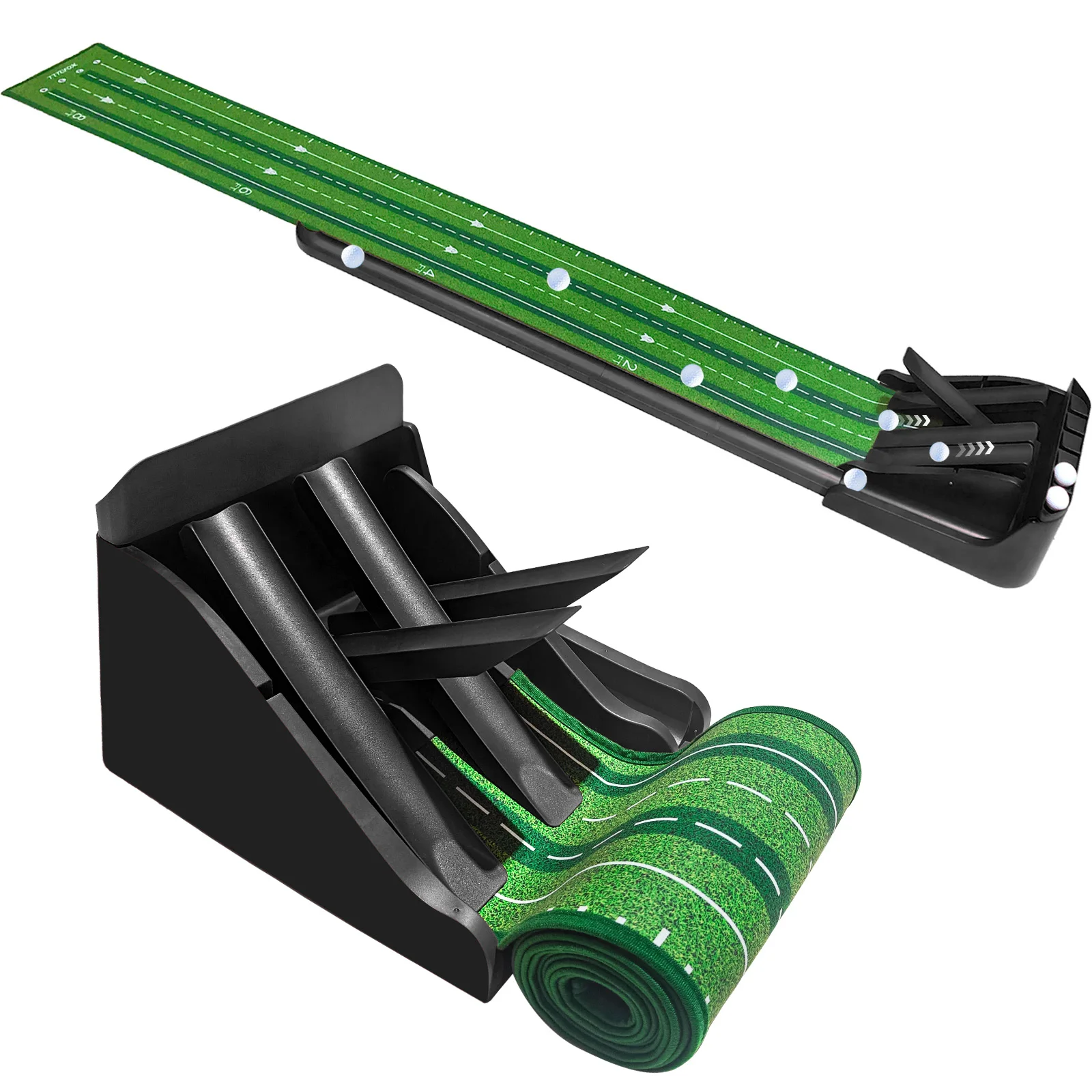 

Putting Green Indoor Mat Golf Putting Mat with Automatic Ball Return & 4 Balance Boards Putting Mat Ideal for Home Outdoor Use
