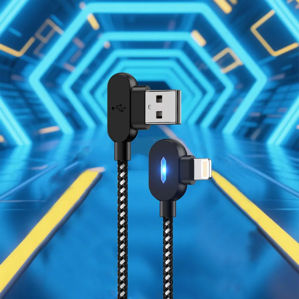 

90 Degree USB Fast Charging Cable For Apple iPhone 14 13 12 11 Pro Max X XR XS 7 8 6 Phone Data Cord Charger Wire Accessories