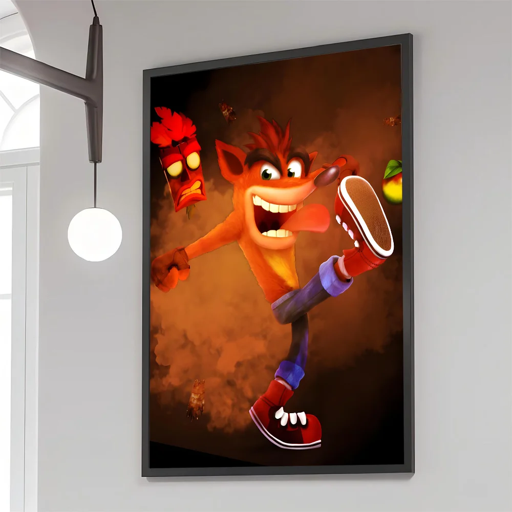 1pc Crash Bandicoot Game Poster Movie Sticky Posters Retro Kraft Paper Sticker DIY Room Bar Cafe Aesthetic Art Wall Painting