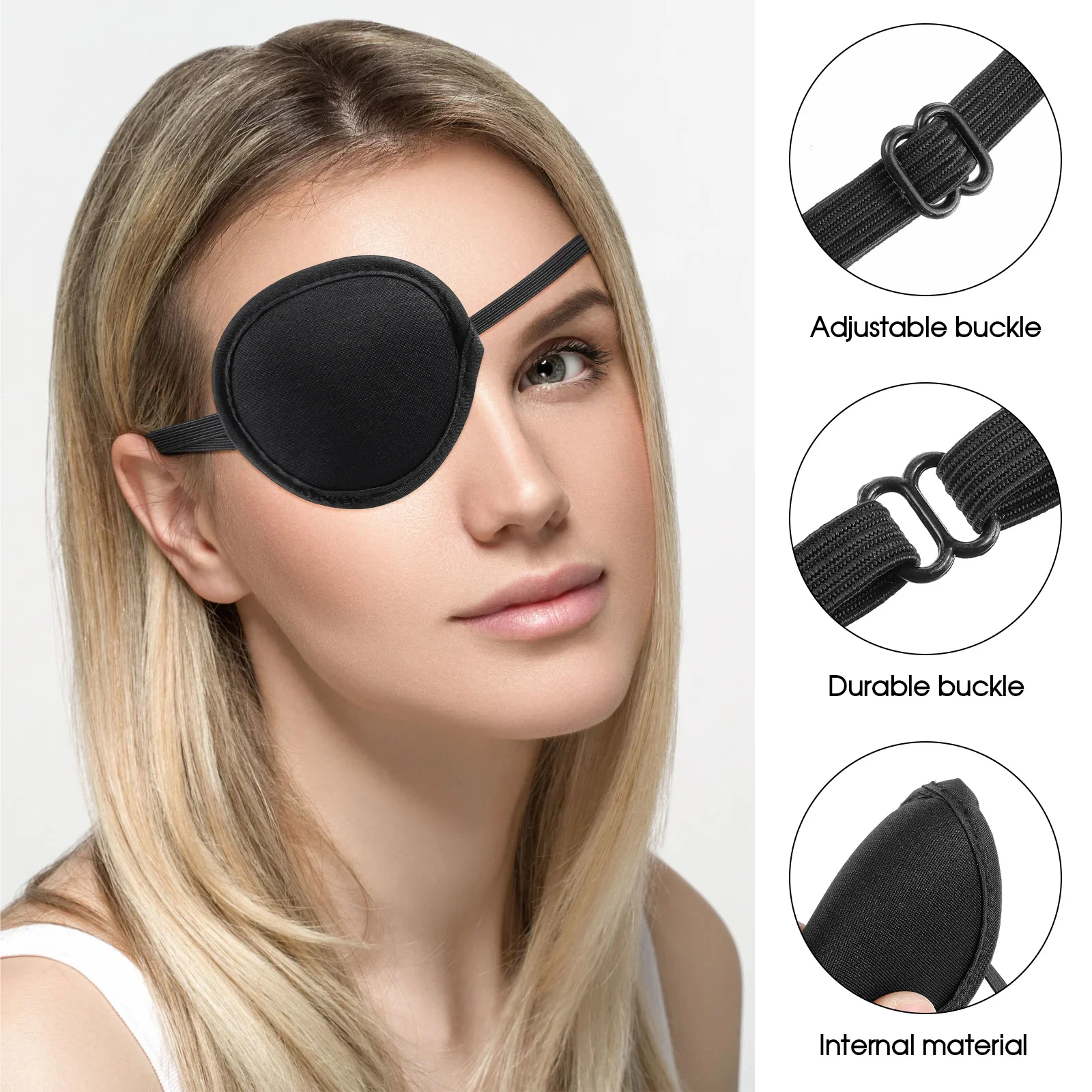 200Pcs Pirate Eye Patch Eye Covers For Sleeping Adjustable Eye Patch Black Eye Patch Eye Patch for Strabismus