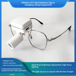 Wireless LED High-brightness Clip-on Headlamp Dental Implant ENT Surgical Plastic Otolaryngology Medical Headlight