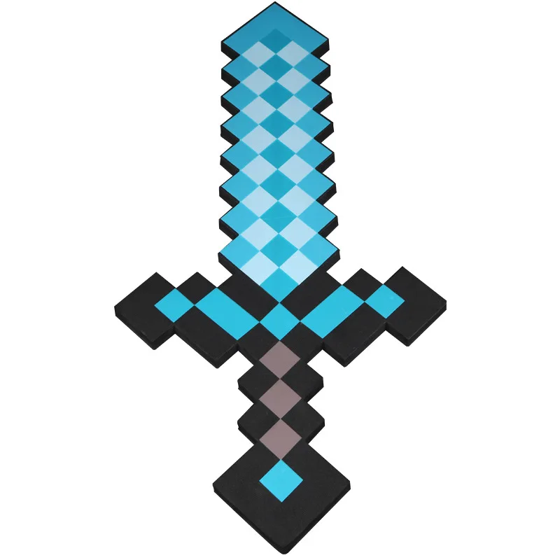 steve Design Blue Diamond Sword Soft EVA Foam Toys minecraf Axe shovel Sword Boys Lovely Toys For Children fans birthday gifts