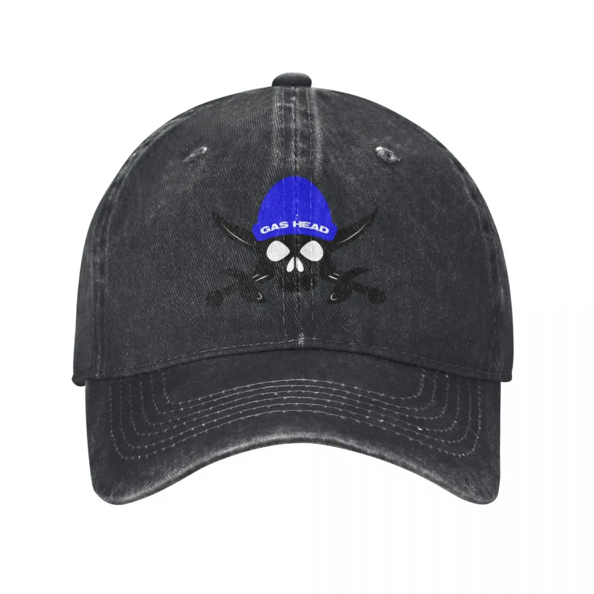 Gas Head Skull,swords And Hat Baseball Caps Vintage Denim Washed Headwear Unisex Style Outdoor Running Hats