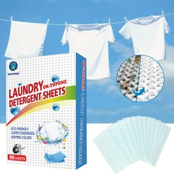 90 pcs Washer Sheets Detergent Laundry Sheets Eco-Friendly Laundry Soap No Waste Laundry Detergent Stain Remover Liquid