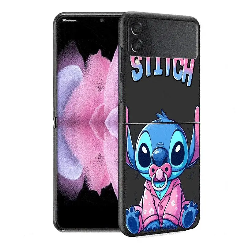 Cartoon Disney Cute Stitch Case for Samsung Galaxy Z Flip 4 3 5 5G Flip Shockproof Capa 6.7 Inches Hard PC ZFlip 4 Phone Cover