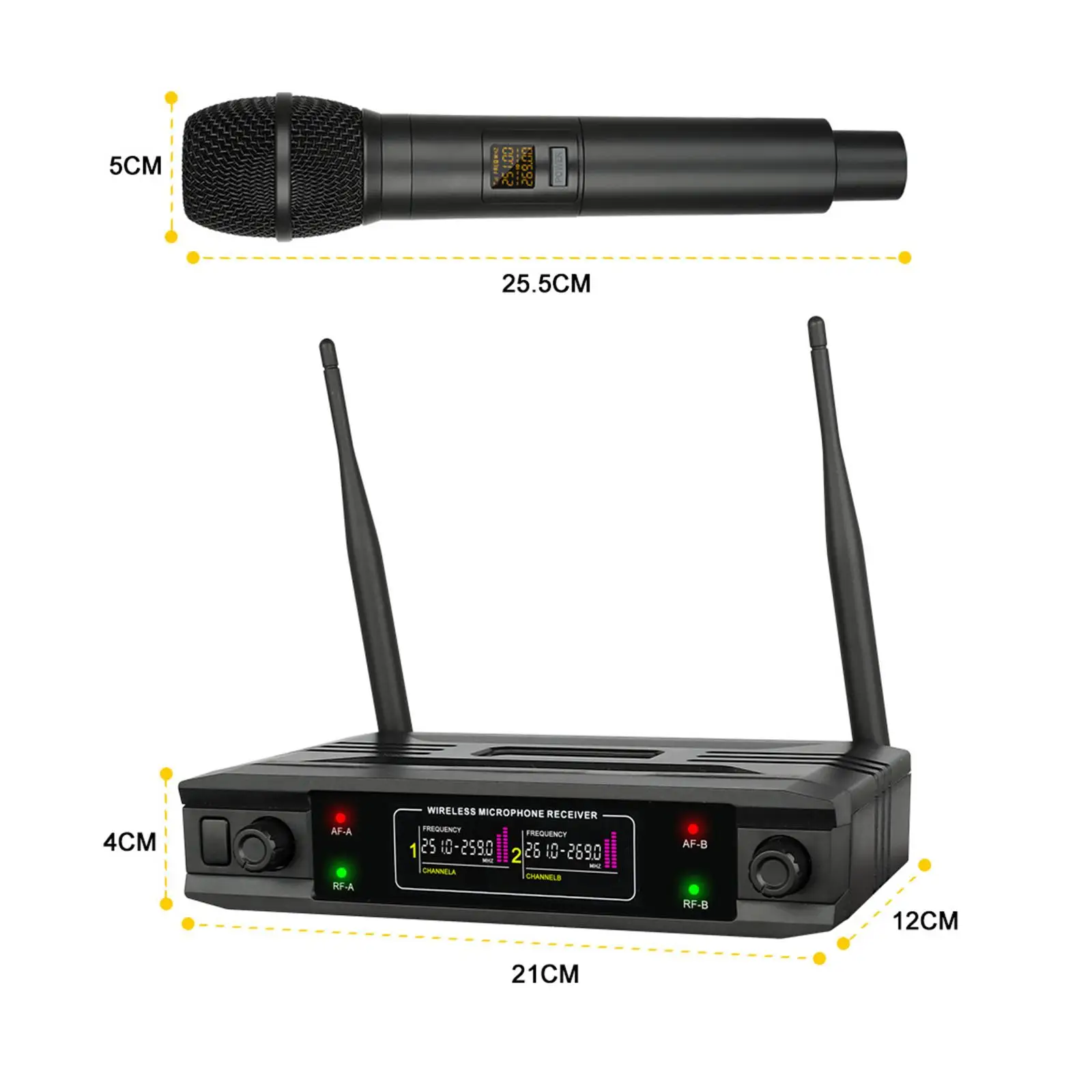 Microfono senza fili Sistema microfonico wireless con controllo del volume individuale a frequenza regolabile per la casa di karaoke di matrimoni in chiesa