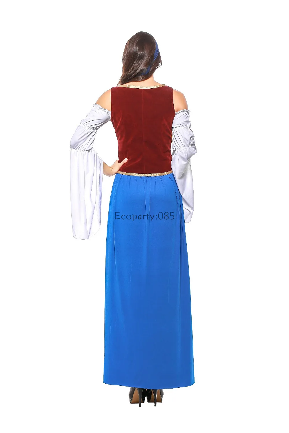 New Oktoberfest Costume donna sexy con spalle scoperte abito lungo blu Bavarian Beer maid Fancy German Dirndl Dress S-2XL