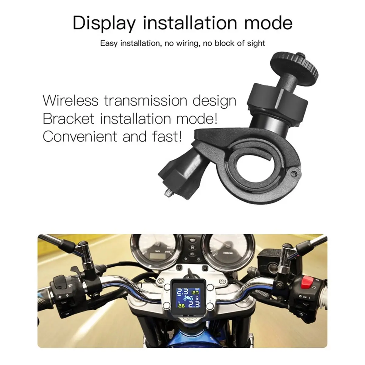 DT81 High-Precision Solar Motorcycle TPMS Tire Tyre Pressure Monitoring Alarms System with 2 Sensors TPMS Bluetooth