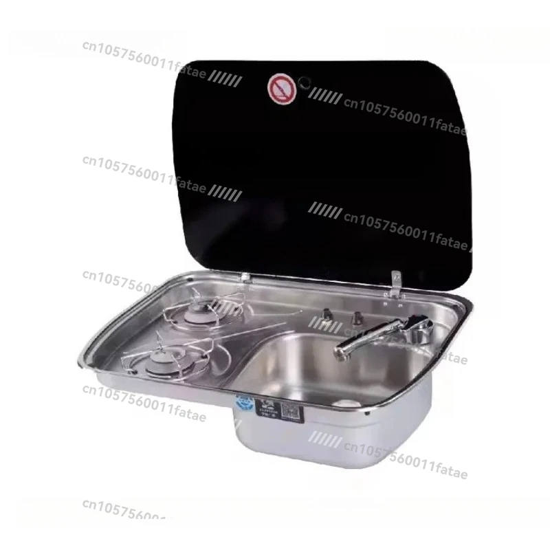 

Kitchen and Bathroom RV Gas Stove Folding Stainless Steel Dishwashing/hand Basin Separate Glass Cover