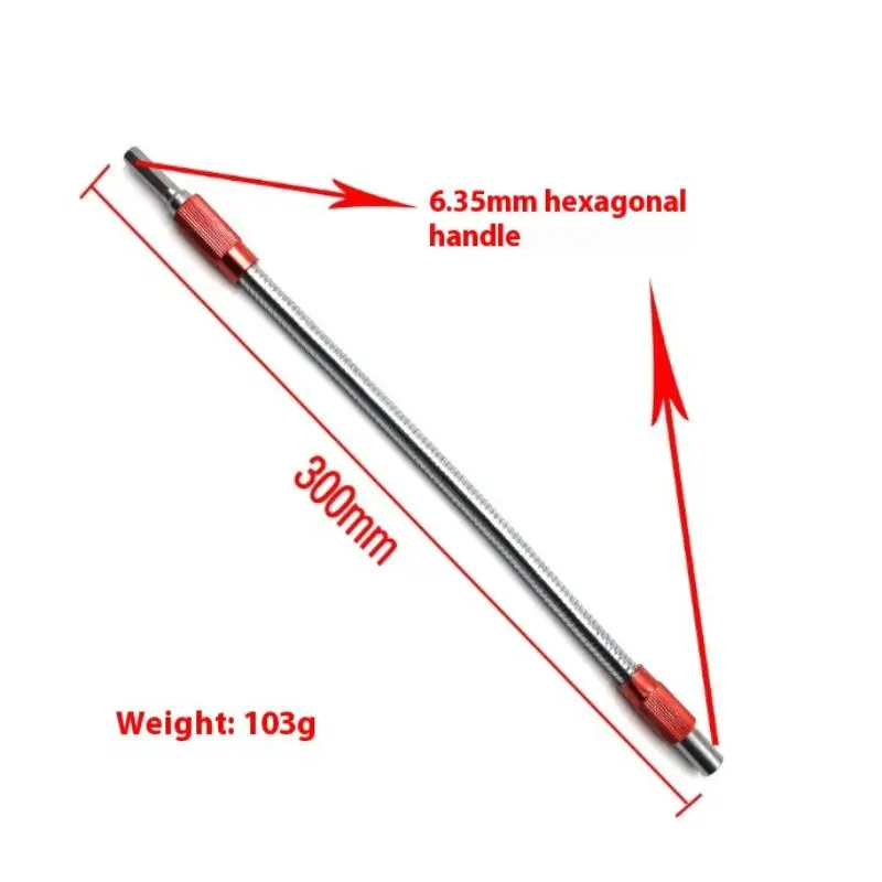 Albero della testa con giunto elastico pieghevole da 300 mm di lunghezza 1/4 codolo esagonale codolo esagonale estensione flessibile rapida della punta da trapano per cacciavite