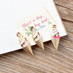 10pcs Ice Cream Cone Enamel Charms 10*22mm Pendants DIY Earrings Necklace Beads Accessory Fashion Jewelry Making Handmade Craft