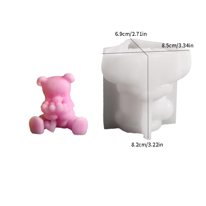 DIY goteo oso molde de silicona abrazando corazón oso abrazando estrella oso aromaterapia vela adorno de yeso molde de silicona