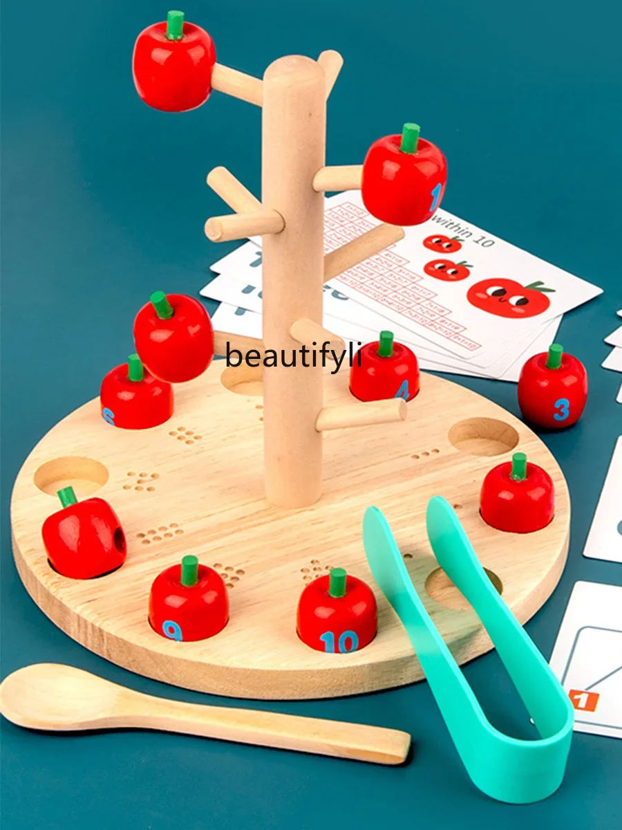 Early education toys Mengtai Montessori mathematics educational aids fine movement training apple tree picking building block