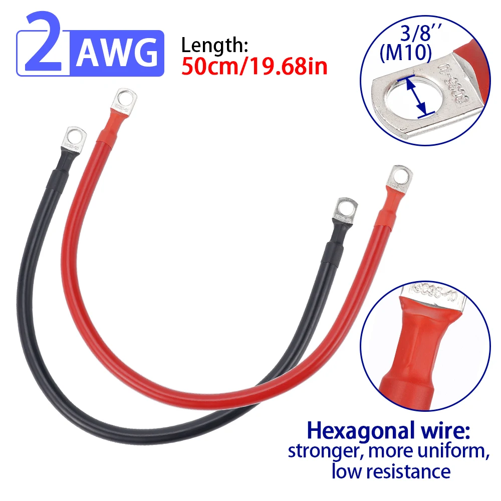 

1pair 2AWG Avc Extension Cables 54Cm 1.9mm Thick for New Energy Vehicle Batteries and Power Inverters