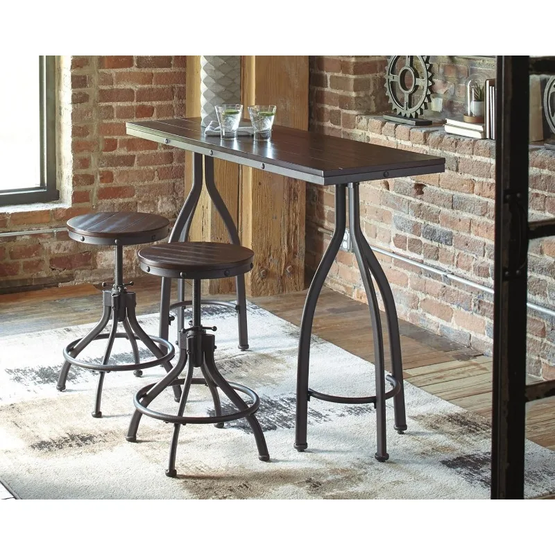 Design by Ashley Odium Urban Counter Height Dining Table Set with 2 Bar Stools, Gray