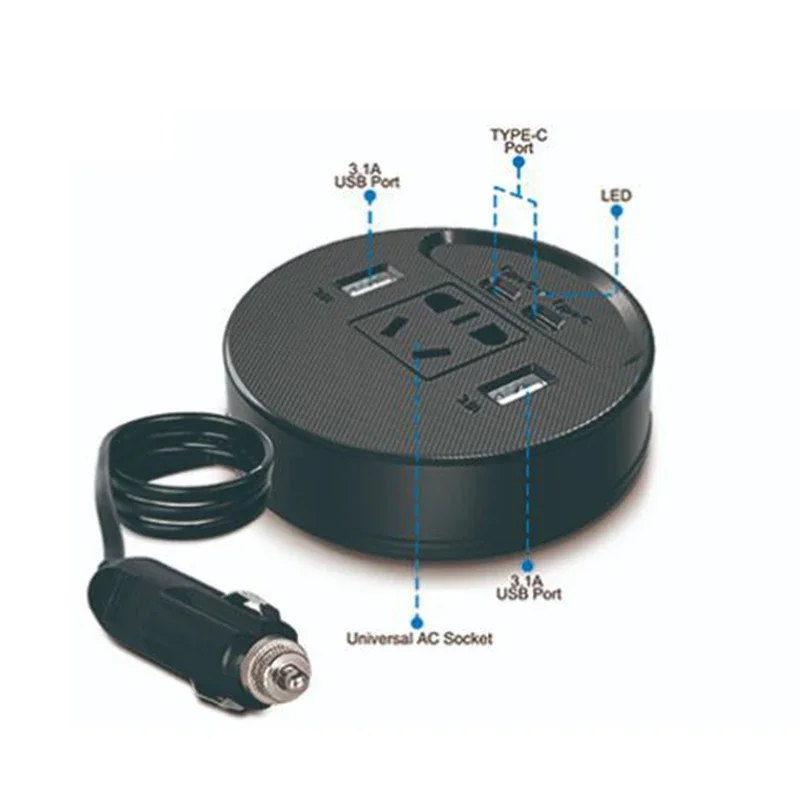 DC 12V/24V에서 220V로 변환하는 150W 고속 충전 차량용 인버터 USB 타입 C 전원 인버터 어댑터 변환기 빠른 충전 자동차 인버터