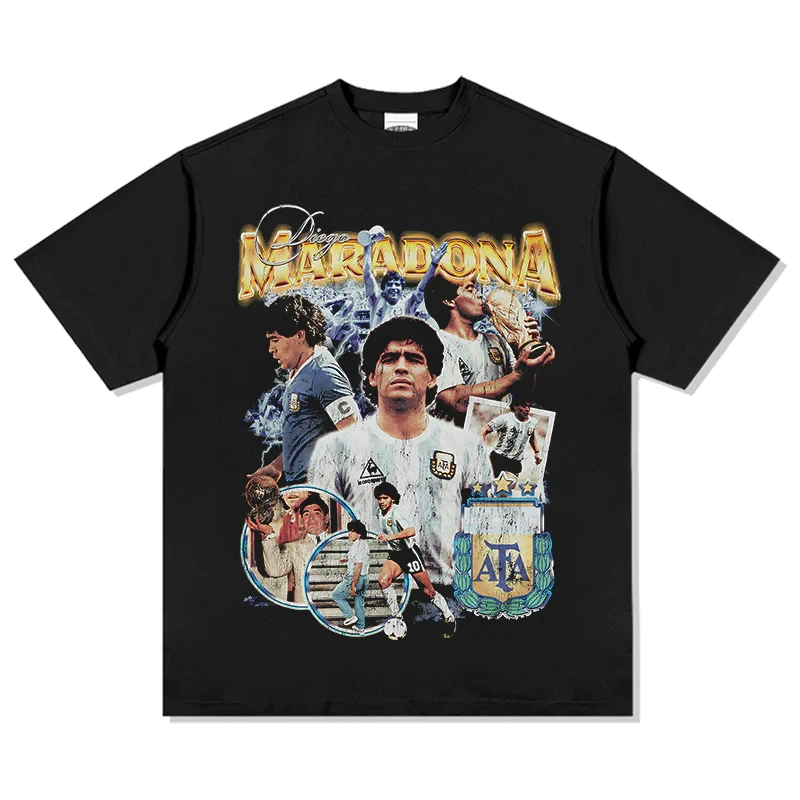 Camiseta de fútbol de algodón para hombre de Diego Maradona, camiseta Argentina, camiseta conmemorativa de campeón 1986, camiseta de manga corta Unisex de verano