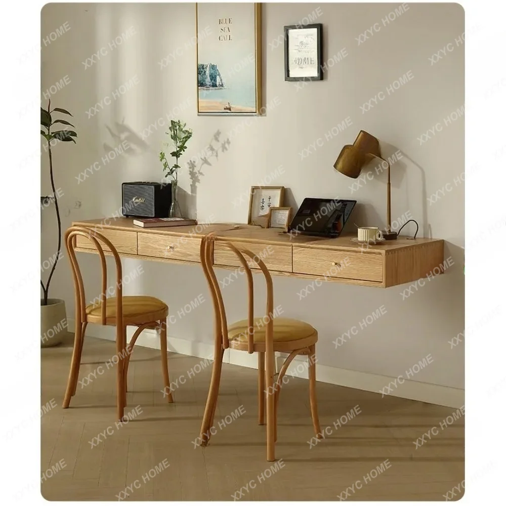AA desk solid wood oak integrated suspension computer table combination wall-mounted study table