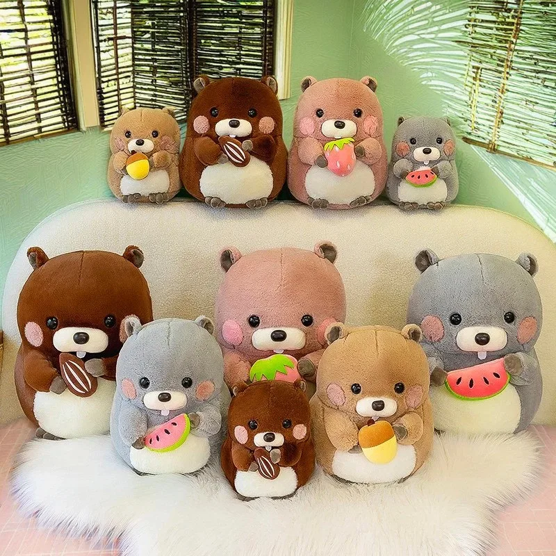 Kawaii 20/30/40cm 귀여운 Marmot 플러시 장난감 어린이를위한 음식 플러시 베개를 들고 부드러운 사랑스러운 햄스터 생일 어린이 선물