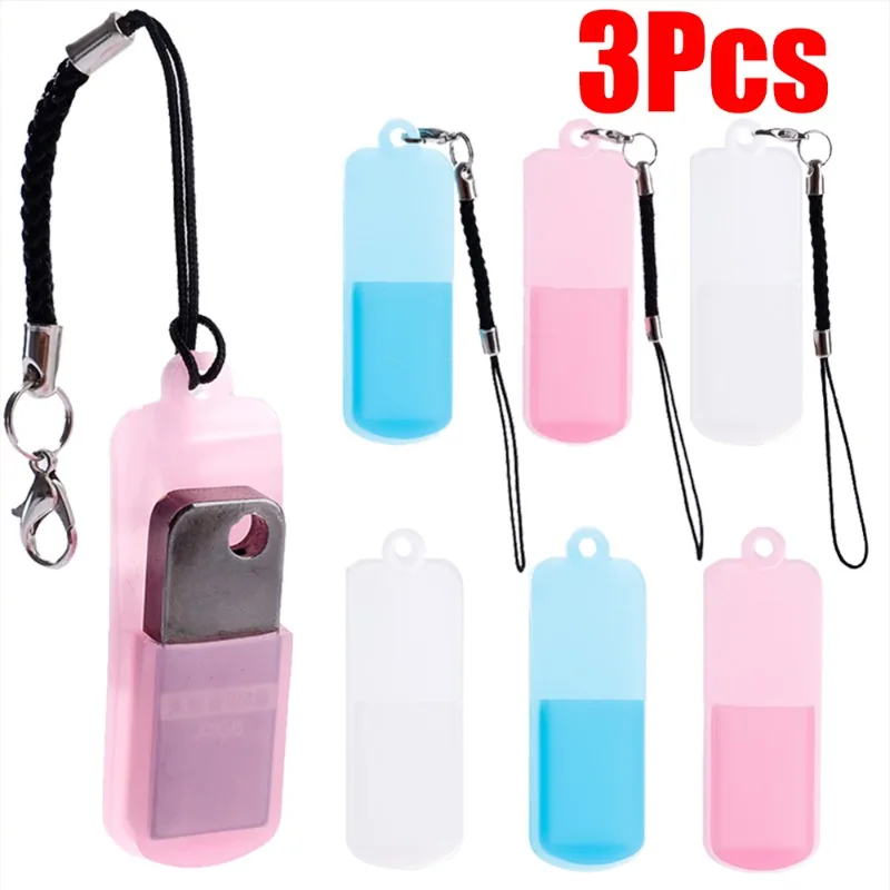 3Pcs Silicone Dustproof Cover for U Disk Protective Case with Rope U Disk Anti-lost Storage Case for Portable USB Flash Dust Cap